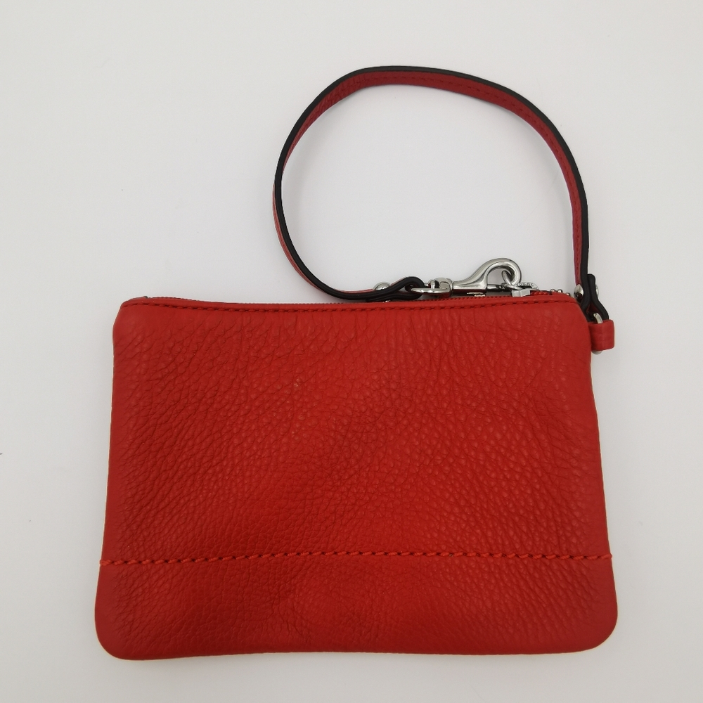COACH Park Small Pebbled Leather Wristlet Bright Vermillion / Red - F49475 - Picture 4 of 9